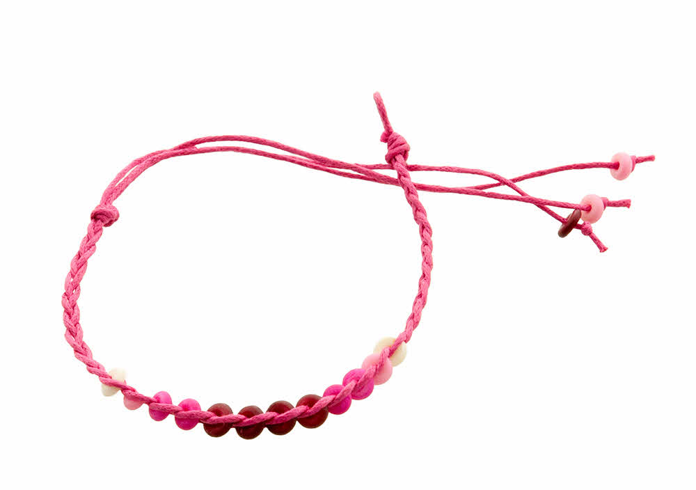 Bracelet amitie fil gris tresse avec perles multicolores - Bonheur