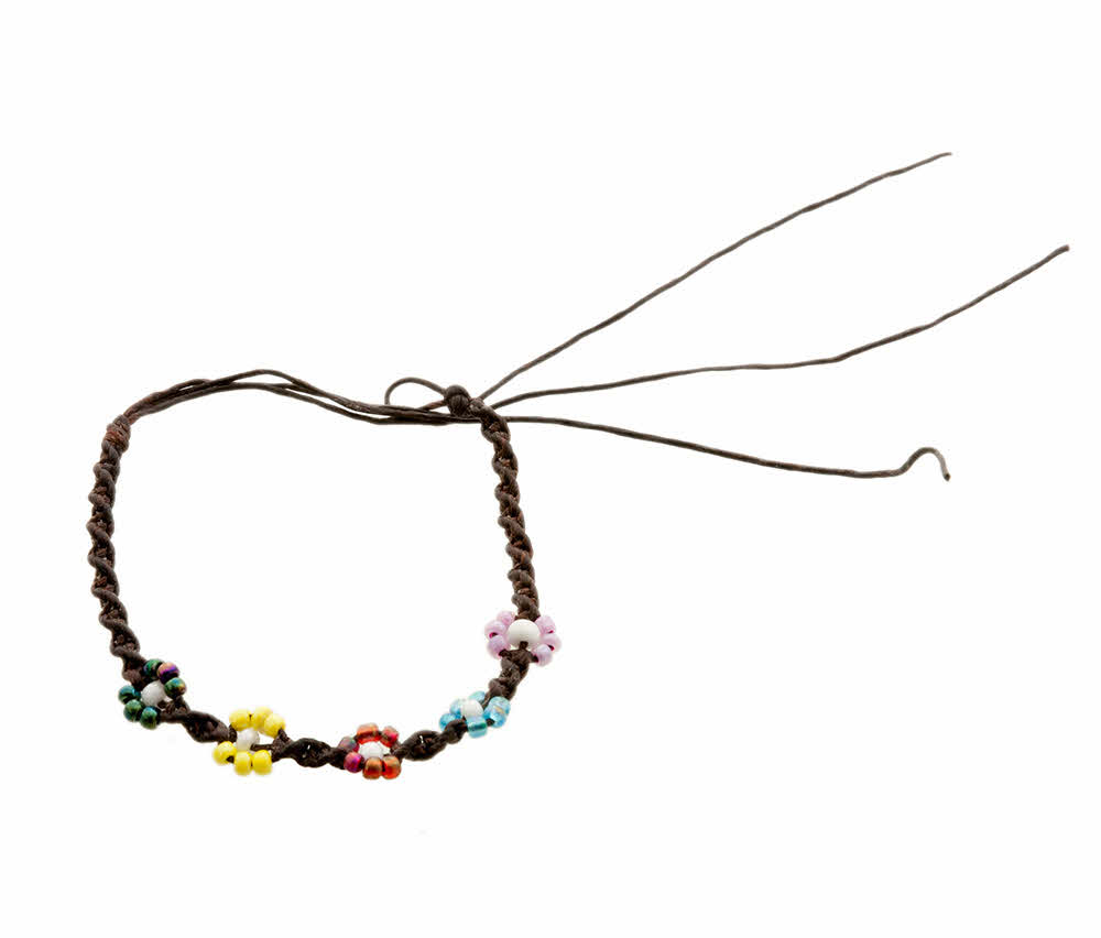Bracelet Brésilien Tressé Multicolore - Amitié, Fils Et Perles Roses, Neuf Sans Emballage