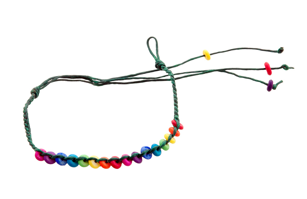 Bracelet Brésilien En Fil De Cire Tressé, Avec Perles Et Charme Blanc, Neuf