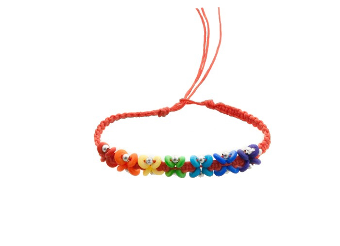 Bracelet Brésilien D'amitié Tressé Rouge Avec Perles - Modèle 8119 | Neuf Avec étiquettes