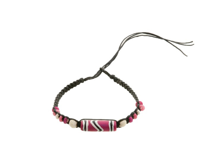 Bracelet Brésilien D'amitié Tressé Rouge Avec Perles - Réf. 8119 - Neuf Avec étiquettes