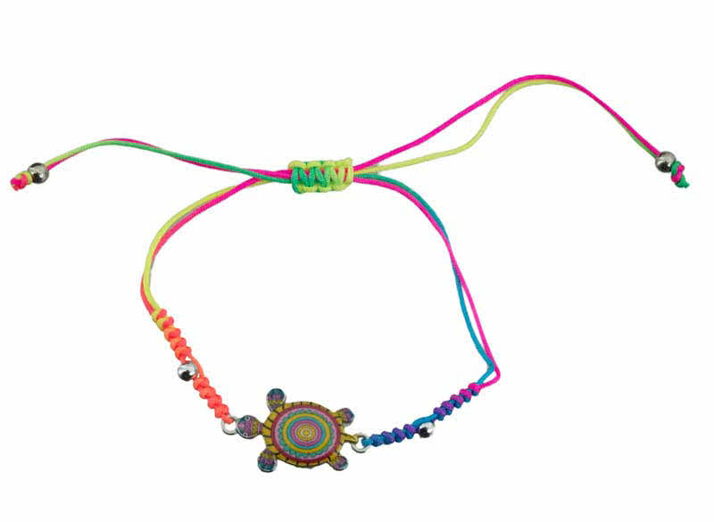 Bracelet Mandala Tortue Zen - Fil Fluo Ajustable - Peace Love Serenity