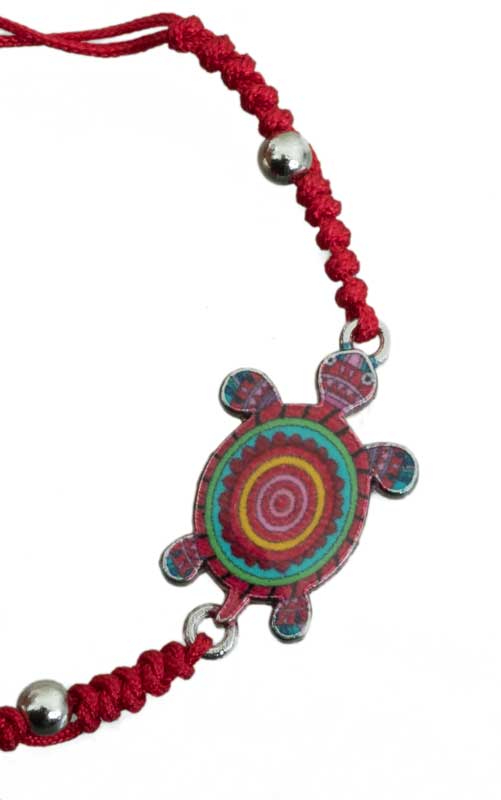 Bracelet Ajustable Tortue Mandala - Perles Grises - Zen, Amour, Sérénité