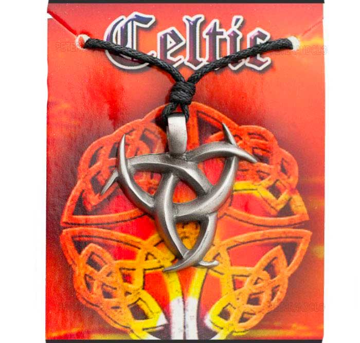 Grand pendentif collier TRISKELL celtique breton argenté chimère dragon
