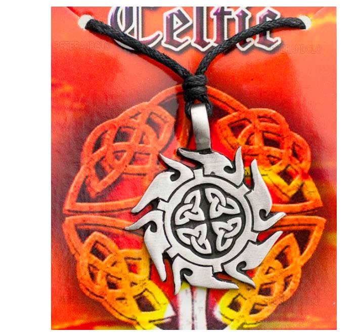Collier pendentif symbole celtique en étain vintage, pendentif symbole
