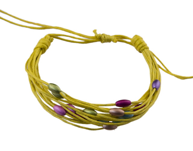 Bracelet Brésilien Tressé – Multi Fils Mauve Et Perles Pastel – Line Wrap #932 – Unisexe