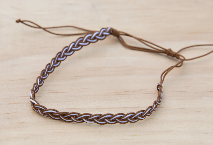 Bracelet brésilien fil coton tressé -Bahia Souhait- bi color marron