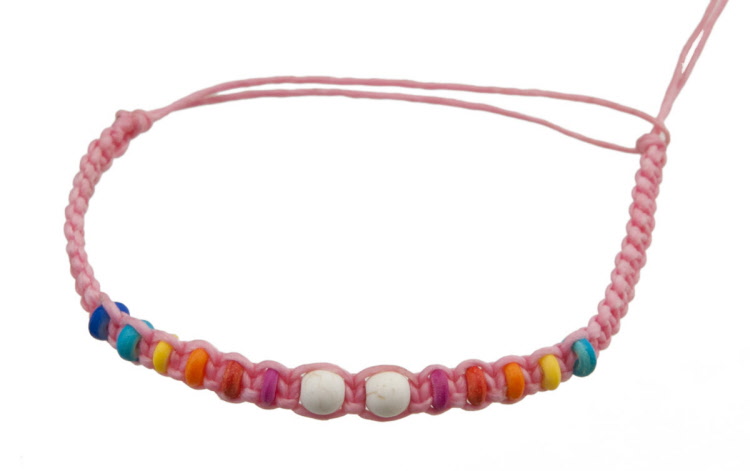 Bracelet Brésilien - Bracelet de l'amitié - avec Perles en Bois -rose