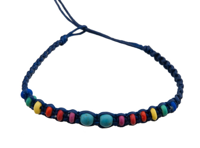 Bracelet Brésilien amitié bleu turquoise 100 % coton N3