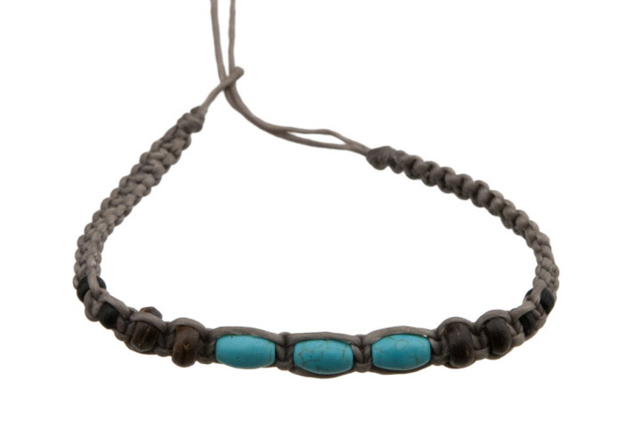 Bracelet brésilien noir avec perles turquoise-20720