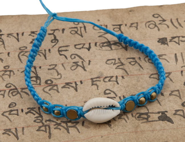 Bracelet Brésilien Coton Gris/blanc – Perle Cauri, Coquillage, Unisexe
