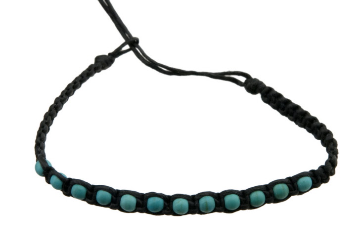 Bracelet Brésilien D'amitié Tressé Noir Avec Perles - Modèle 8113 - Unisexe - Neuf Avec étiquettes