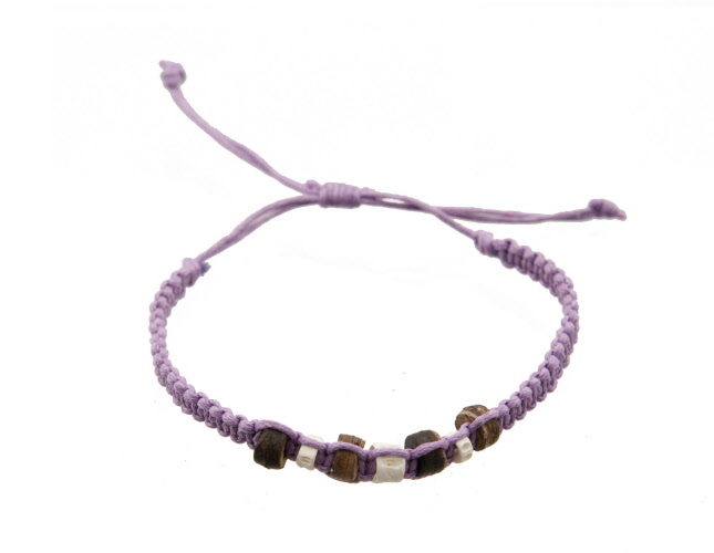 Bracelet Brésilien En Fil De Coton Avec Perles - Modèle Blanc BB483 - Fait Main En France - Unisexe