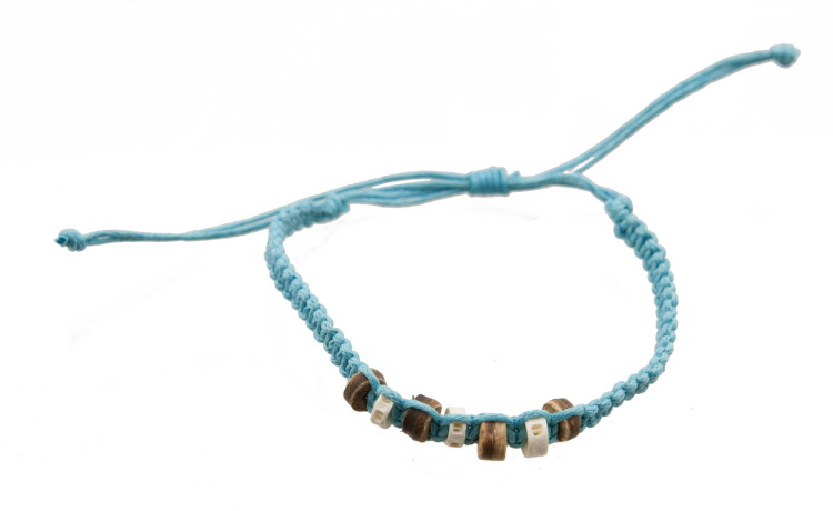 Bracelet Brésilien En Fil Coton Avec Perles - Blanc Et Multicolore - Fabriqué En France
