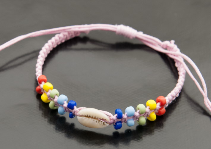 Bracelet Brésilien De L'amitié - Perles Et Coquillage Rose - #BB569