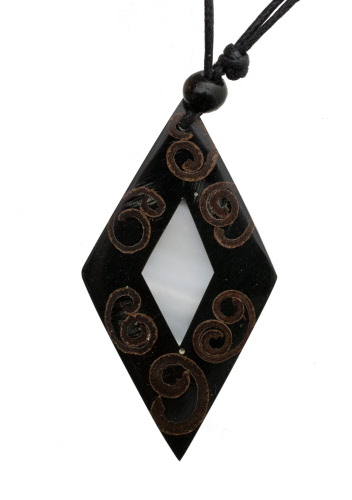 Pendentif Ancien En Nacre - Bijou Fantaisie Vintage - Longueur Environ 6,5 Cm