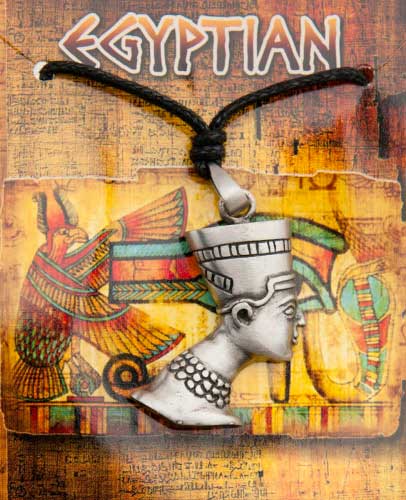 Collier Pendentif Egyptien Nefertiti en etain-Creation Egypte ancienne 2664