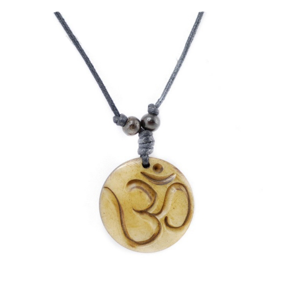 Collier Pendentif Om Aum En Bois De Santal Et Argent 925 - Symbole Hindou, Neuf Avec étiquettes