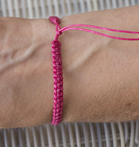 Bracelet Brésilien D'amitié - Tressé Fil Coton Ciré, Couleur Bleu Foncé